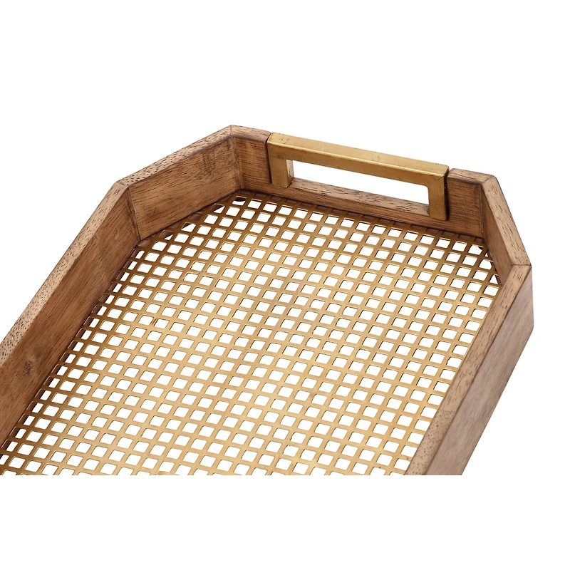 Light Brown Wood Traditional Tray Set