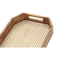 Light Brown Wood Traditional Tray Set