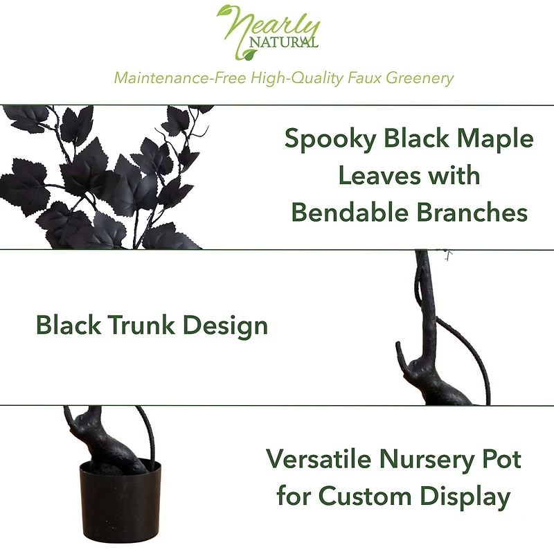 4ft. Halloween Black Maple Artificial Potted Tree
