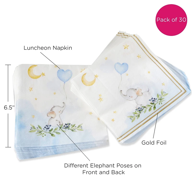 Kate Aspen® Blue Elephant Baby Shower Napkins, 30ct.