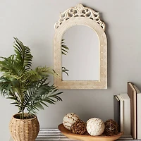 Arched-Top Antique White Wall Mirror