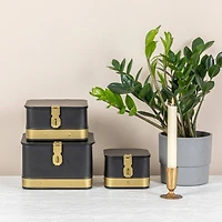 Hello Honey® Black Square Metal Nesting Storage Boxes with Hasp Lock