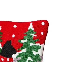 Glitzhome® Hooked Christmas Cat Throw Pillow
