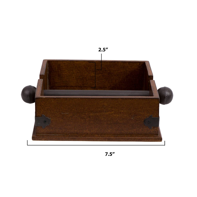 Hello Honey® 9.6" Square Wood Napkin Holder with Metal Bar
