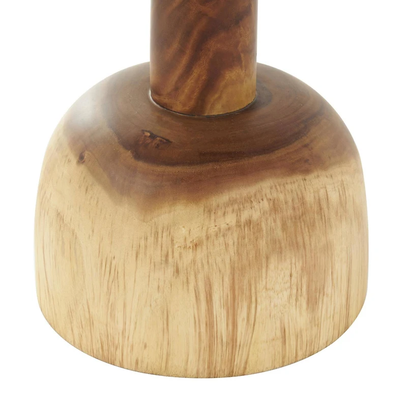 23.75" Brown Wood Handmade Coffee Table with Rounded Block Base