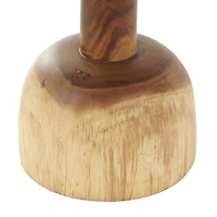 23.75" Brown Wood Handmade Coffee Table with Rounded Block Base