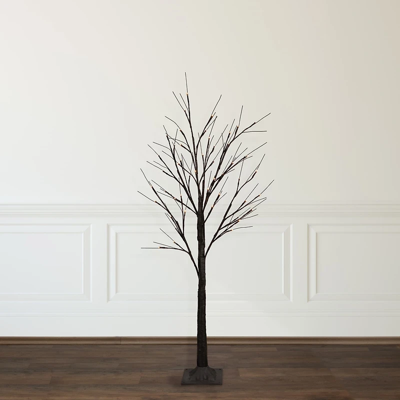 4ft. Pre-Lit Brown Twig Artificial Christmas Tree, Warm White LED Lights