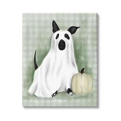 Stupell Industries Dog Ghost Halloween Costume Canvas Wall Art
