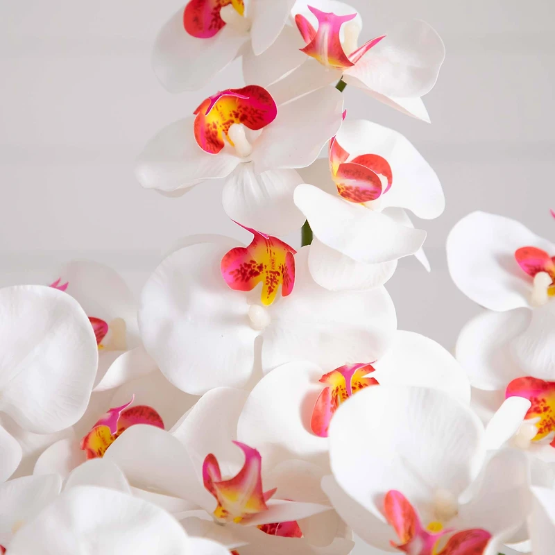 3.5ft. White Orchid Arrangement in Patina Metal Planter with Stand