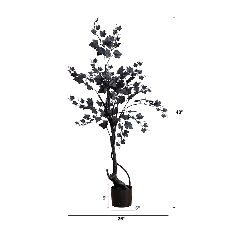 4ft. Halloween Black Maple Artificial Potted Tree