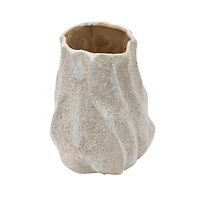 Hello Honey® 11" Distressed Cream Crackle Glaze Organic Stoneware Vase