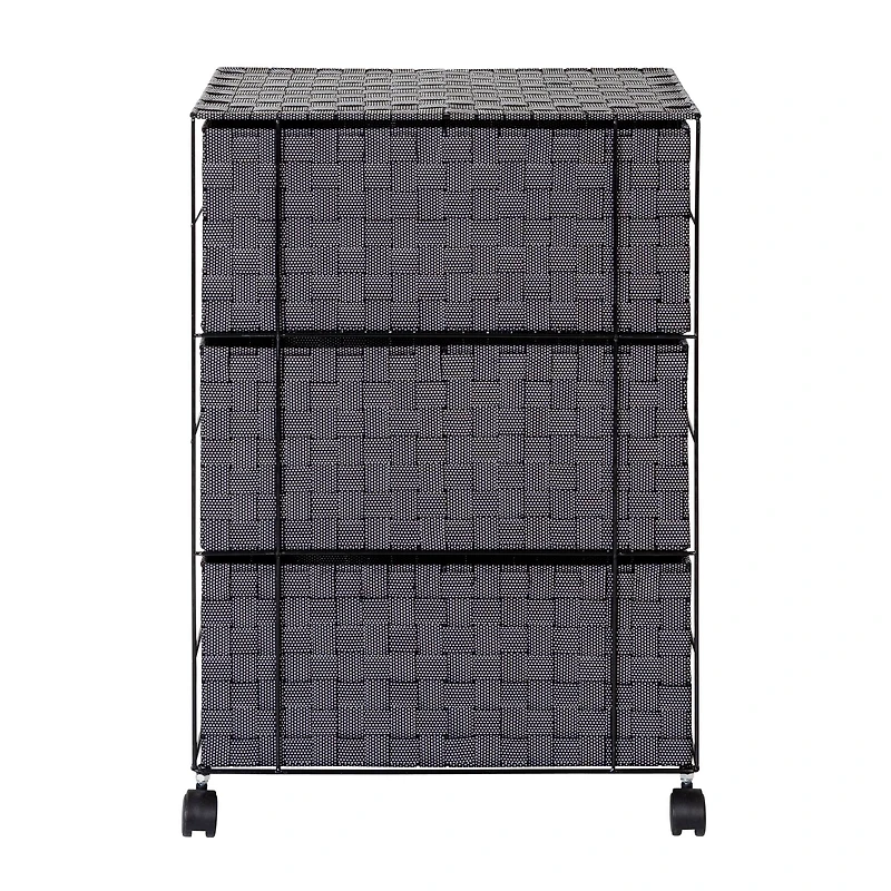 Honey Can Do 26" Black Three-Drawer Woven Home Office Organizer with Wheels