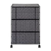 Honey Can Do 26" Black Three-Drawer Woven Home Office Organizer with Wheels