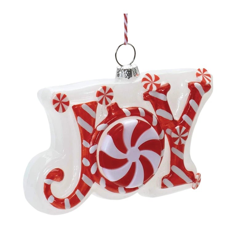 Peppermint Joy & Noel Glass Ornament Set