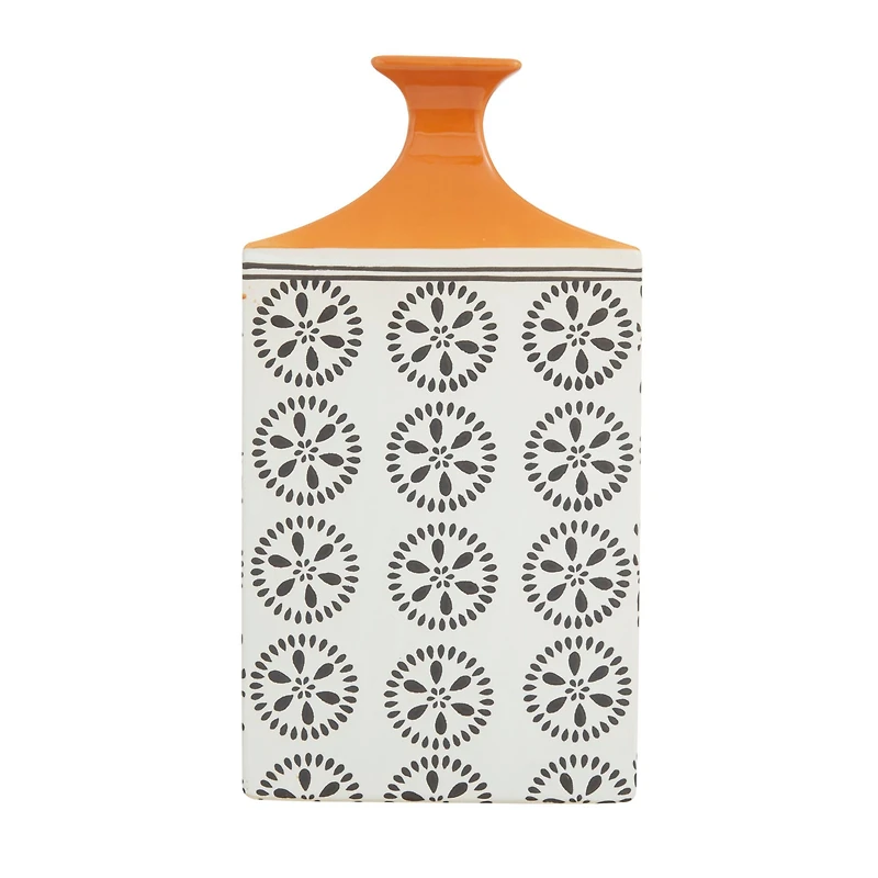 White Stoneware Transitional Vase, 14" x 8" x 7"