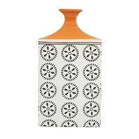 White Stoneware Transitional Vase, 14" x 8" x 7"