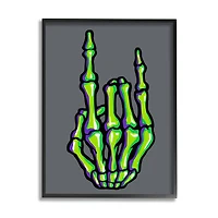 Stupell Industries Rock On Skeleton Hand Framed Giclee Wall Art