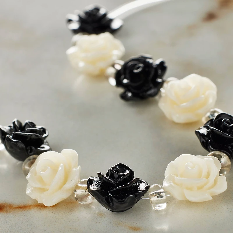 12 Pack: Black & White Flower Beads, 10mm by Bead Landing™