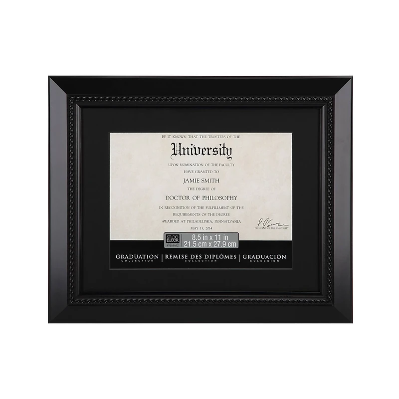 8 Pack: Black Rope 8.5" x 11" Document Frame with Mat, Graduation Collection by Studio Décor®