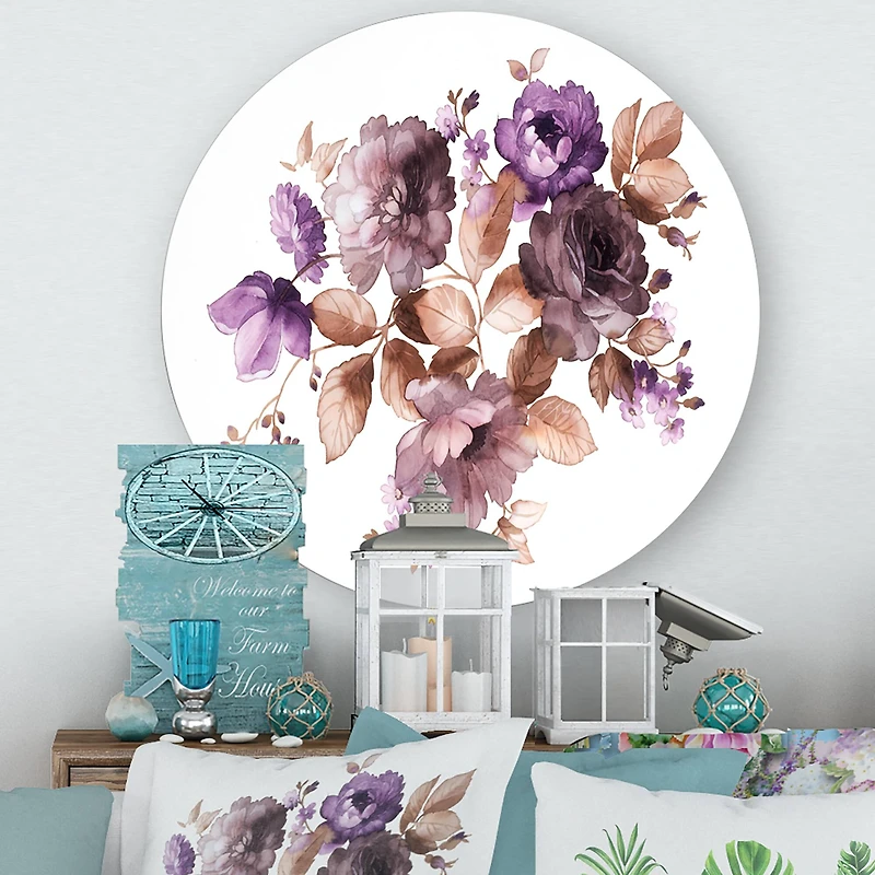 Designart - Retro Flowers With Leaves