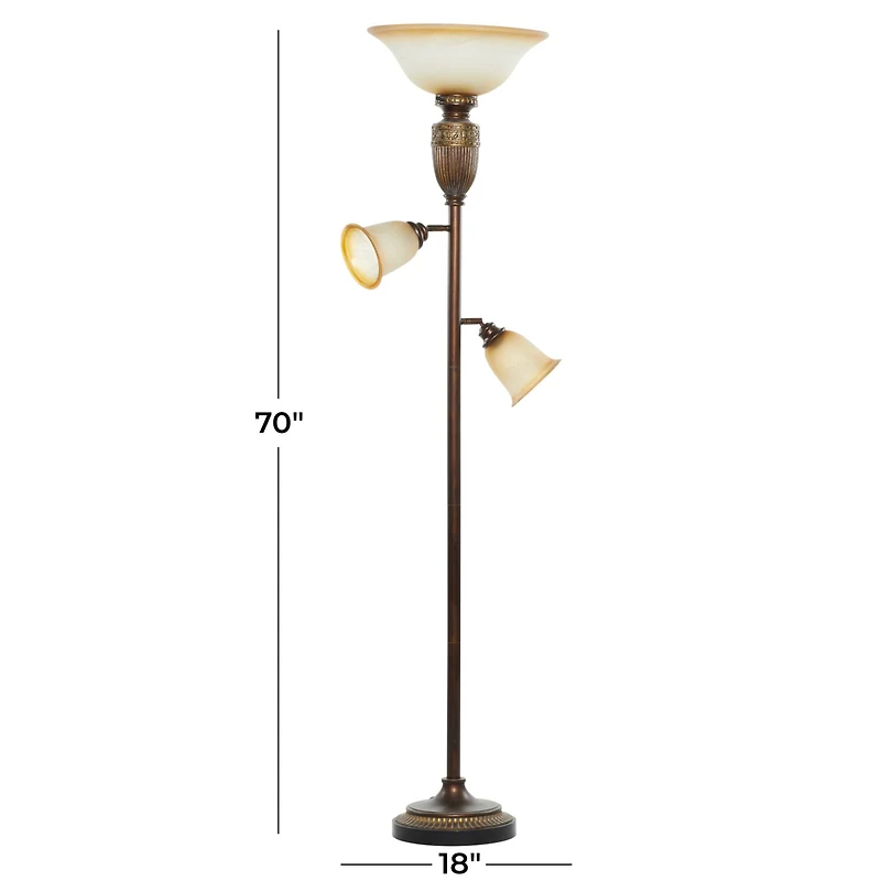 Brown Glass Traditional Floor Lamp, 70" x 19"