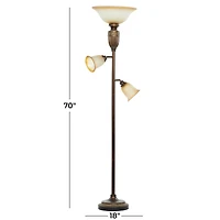 Brown Glass Traditional Floor Lamp, 70" x 19"