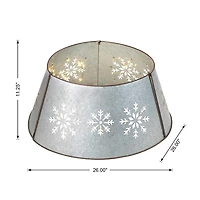 Glitzhome® Silver 26" LED Snowflake Cutout Metal Tree Collar
