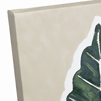 Tropical Leaf With Navy  11" x 14" Canvas Wall Art