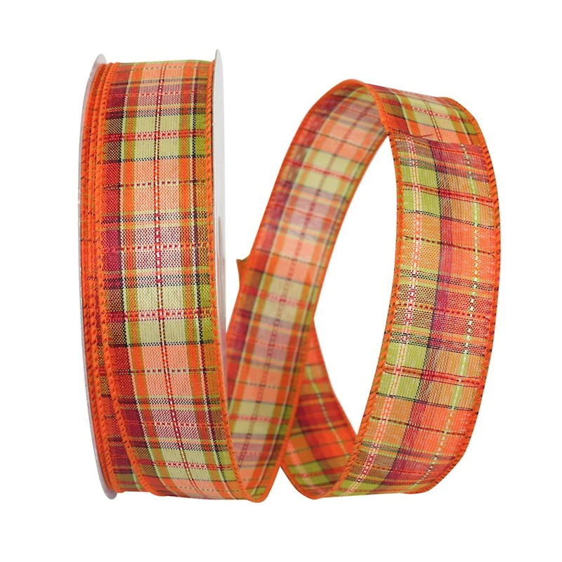 Reliant Wired Fall Themed Field Plaid Stitch Ribbon