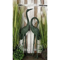 Green Aluminum Coastal Garden Bird Sculpture Set