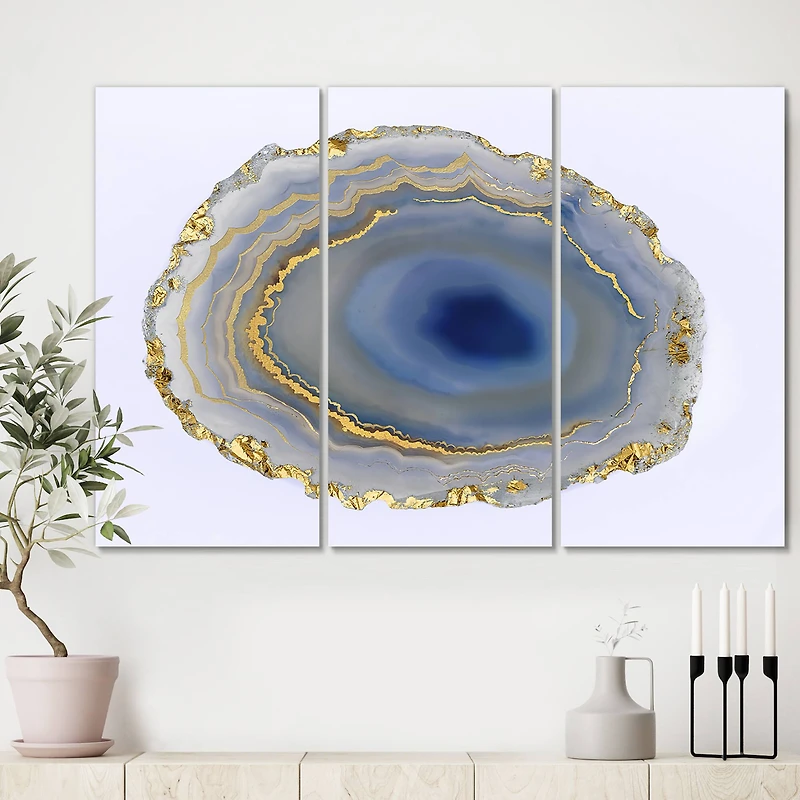 Designart - Golden Water Agate - Abstract Canvas Wall Art