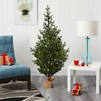 5ft. Pre-Lit Fraser Fir Natural Look Artificial Christmas Tree with Clear LED Lights