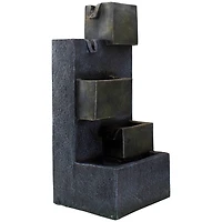 19" Gray LED Lighted 5-Tier Rainfall Outdoor Water Fountain