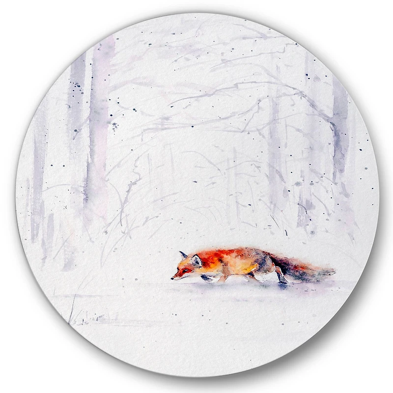 Designart - Red Fox Running In White Snow II