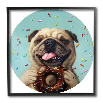 Stupell Industries Happy Pug With Sprinkle Donut Pet Dog, 12" x 12"