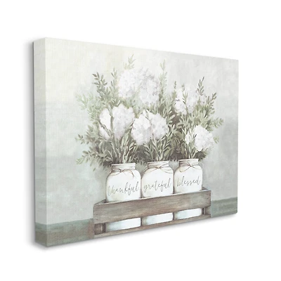 Stupell Industries Pristine Hydrangea Bouquets Thankful Grateful Blessed Sentiment Canvas Wall Art
