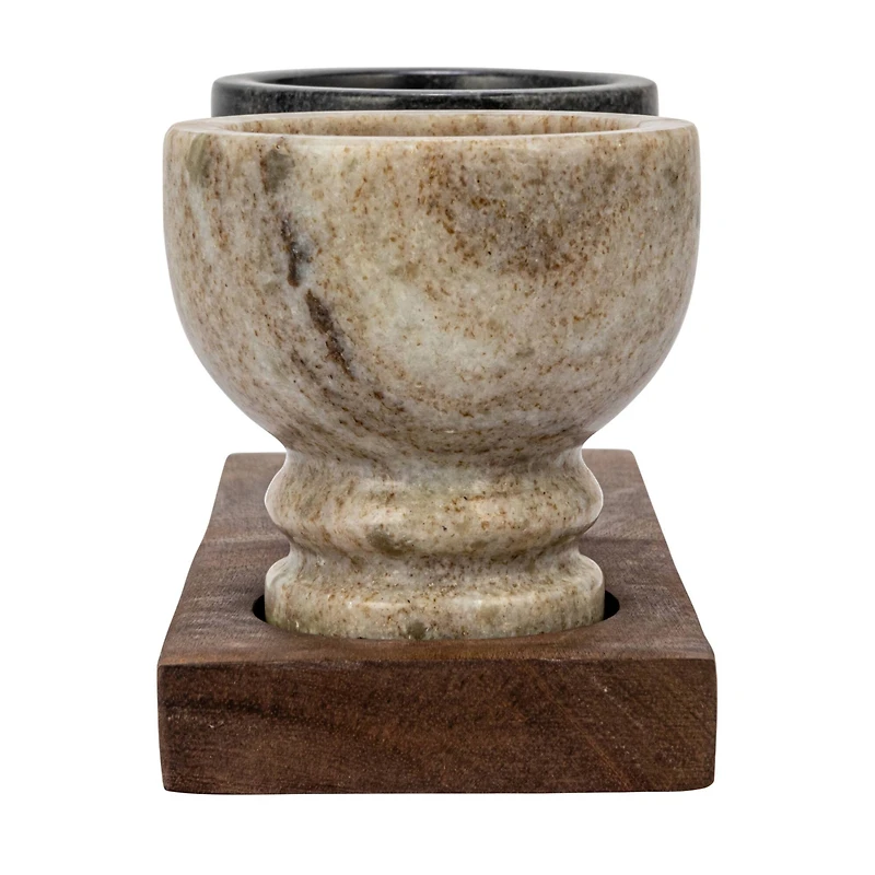 Hello Honey® 7" Mango Wood Tray with Marble Bowls