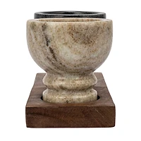 Hello Honey® 7" Mango Wood Tray with Marble Bowls