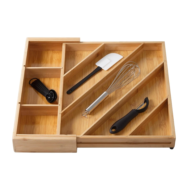 Honey Can Do 8-Compartment Bamboo Diagonal Drawer Organizer