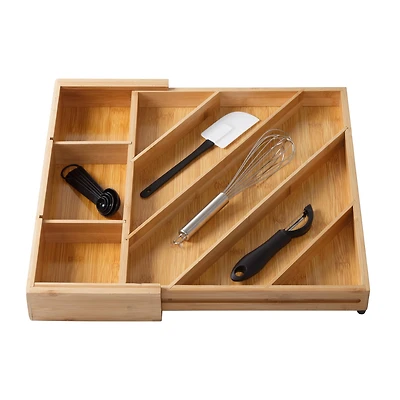 Honey Can Do 8-Compartment Bamboo Diagonal Drawer Organizer