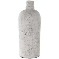 22" Cream Ceramic Antique Style Textured Vase with Curved Handle