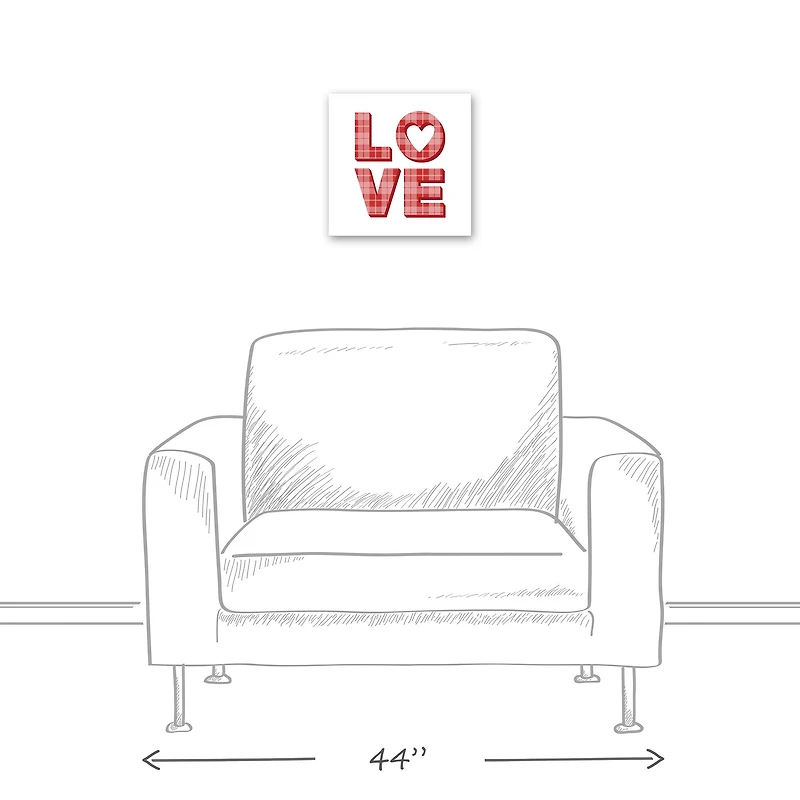 Love Plaid Stack 12" x 12" Canvas Wall Art