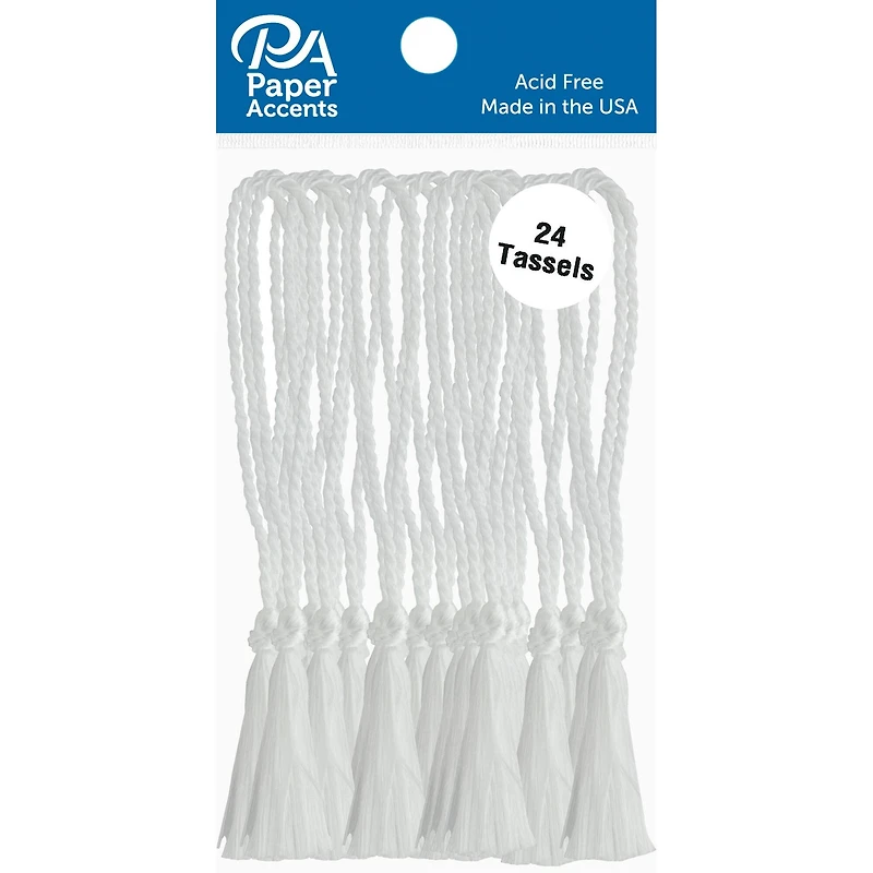 PA Paper™ Accents White Tassels, 24ct.