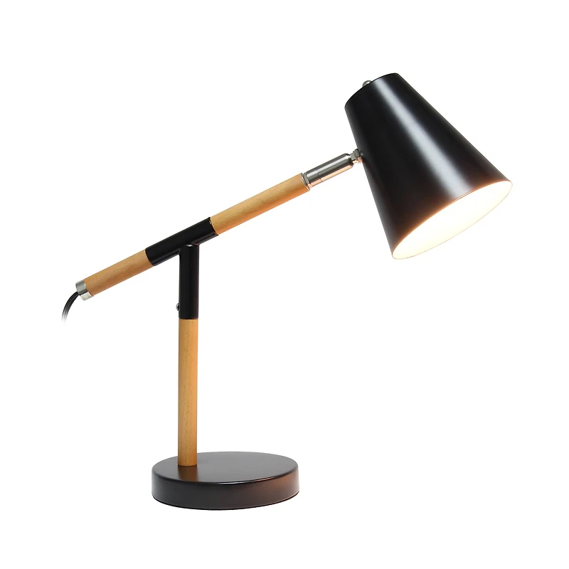 Simple Designs 16.7" Wooden Pivot Desk Lamp