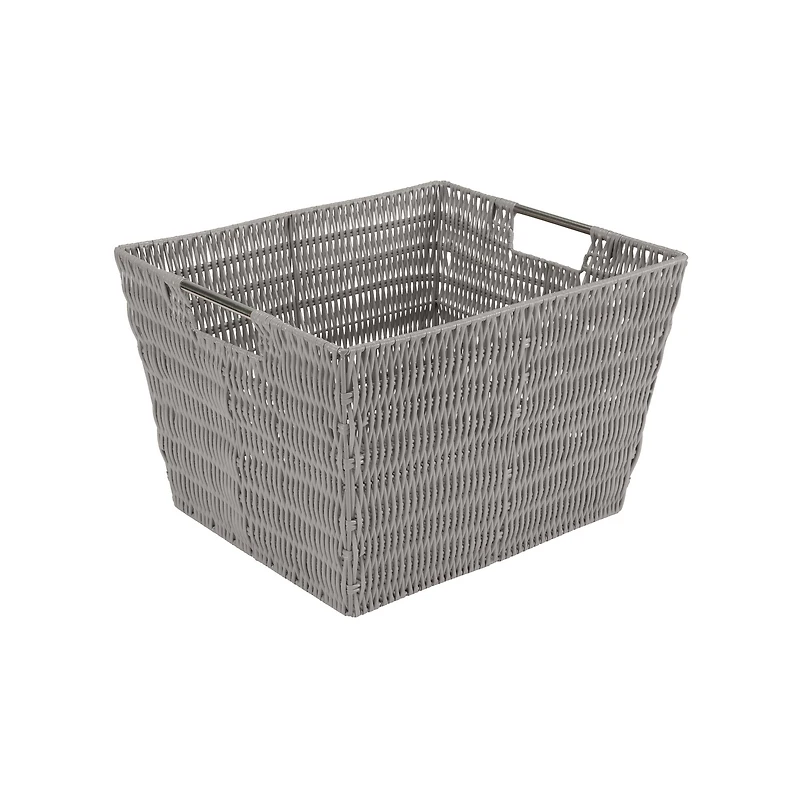 Simplify Large Gray Rattan Storage Tote Basket