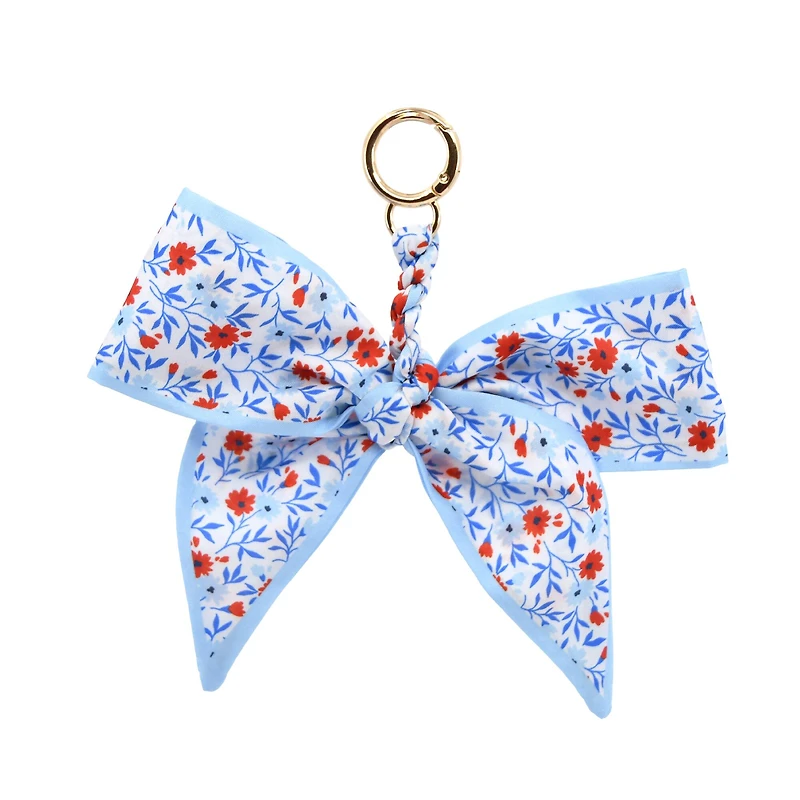 Blue Moon Studio™ Blue Floral Print Bow Bag Charm