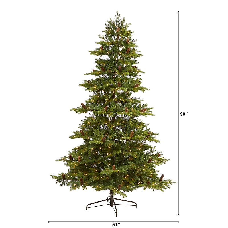 7.5ft. Pre-Lit Yukon Mountain Fir & Pinecones Artificial Christmas Tree with Clear Lights