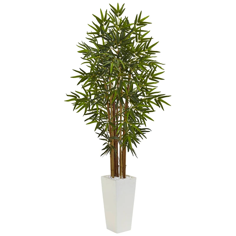 5ft. Artificial Bamboo Tree in White Tower Planter