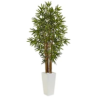 5ft. Artificial Bamboo Tree in White Tower Planter
