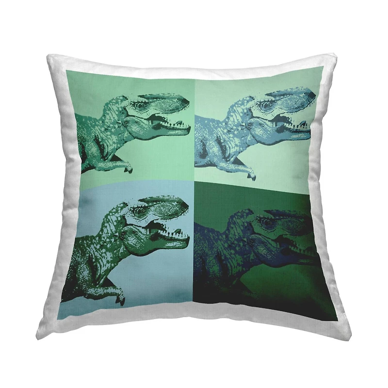 Stupell Industries Pop Style Dinosaur T-Rex Animal Throw Pillow, 18" x 18"